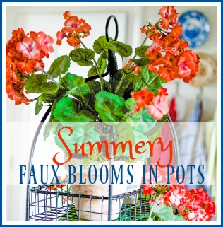10 minute decorating idea with diy summery faux blooms in pots!