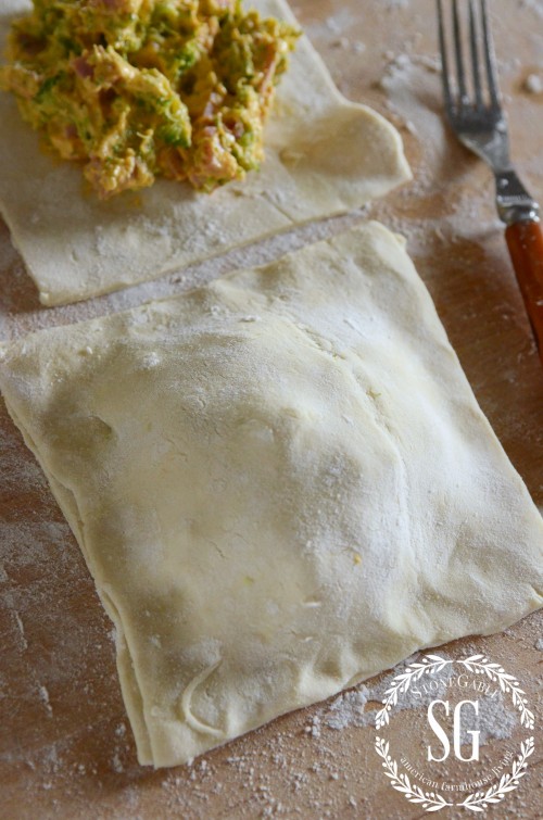 puff pastry hand pie-putting the pies together-stonegableblog.com