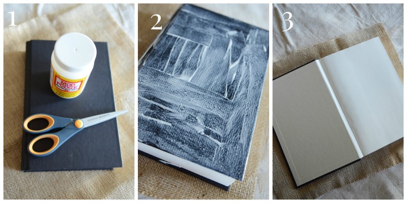 Burlap Covered Book-Collage 1,2,3-stonegableblog