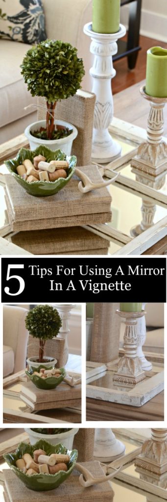 USING A MIRROR IN A VIGNETTE-an easy style to recreate with lots of class and sparkle-stonegableblog,com