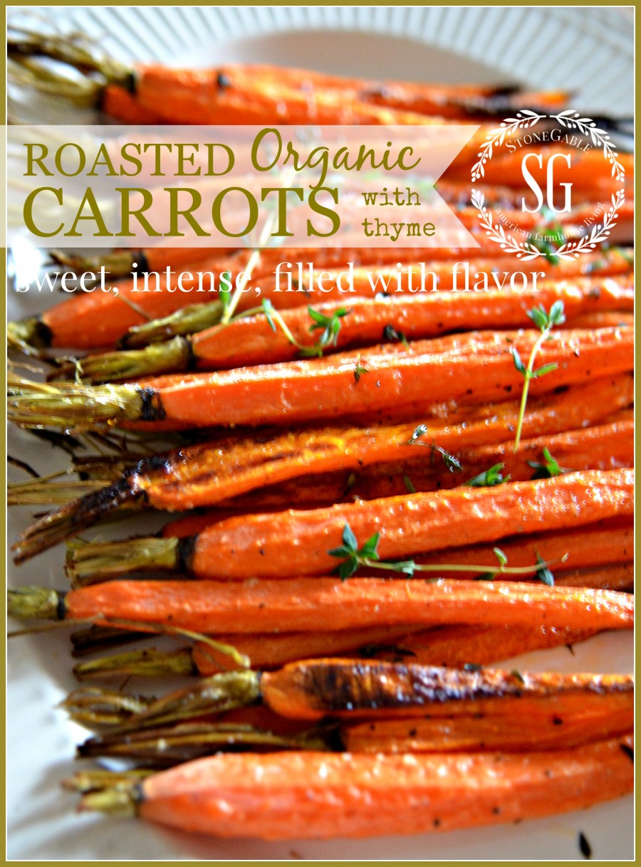 Roasted organic carrots with honey and thyme