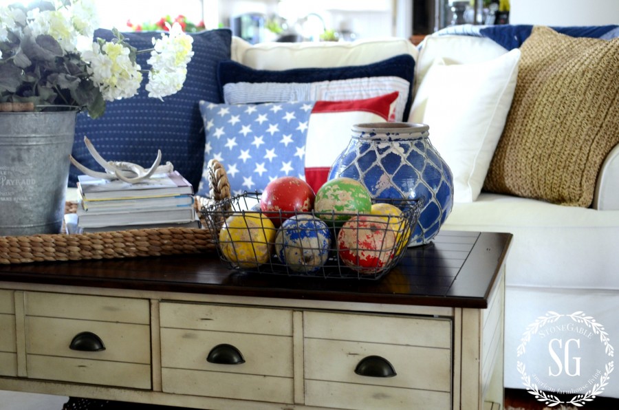 10 EASY WAYS TO DECORATE FOR SUMMER- add red-whie-and blue-stonegableblog.com