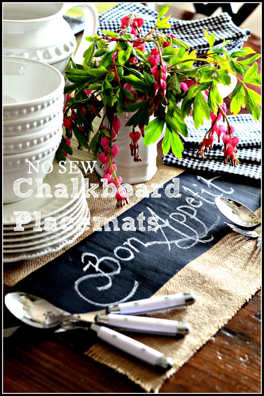 NO SEW CHALKBOARD PLACEMATS-So easy to make and fun to use!-stonegableblog.com