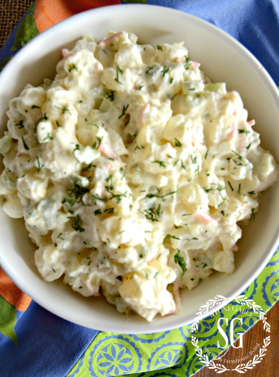 THE BEST POTATO SALAD EVER- potato salad with pickle juice-stonegableblog.com