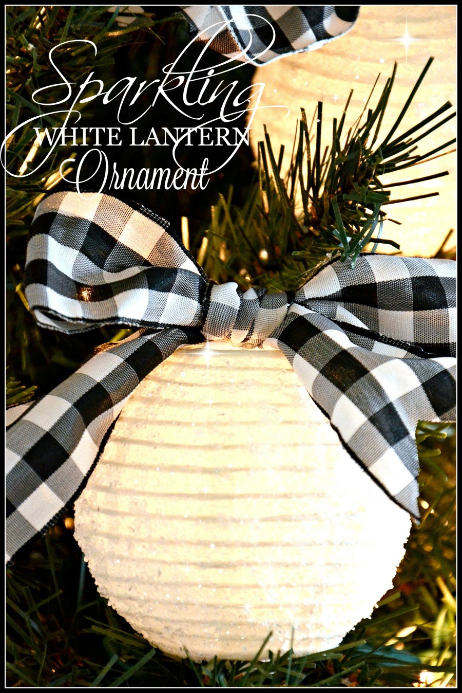 SPARKLING WHITE LANTERN CHRISTMAS ORNAMENTS