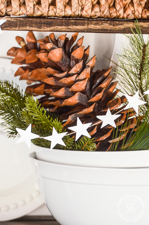 CHRISTMAS OPEN SHELVES- decorating shelves for the Holidays!