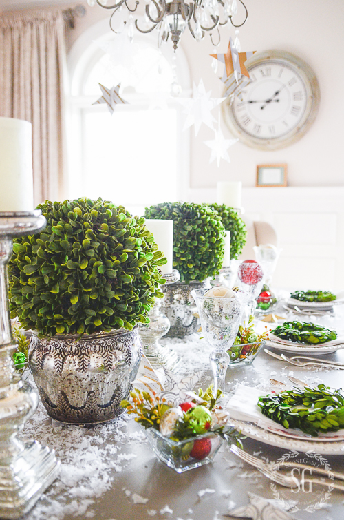 BOXWOOD AND STARS CHRISMAS TABLESCAPE