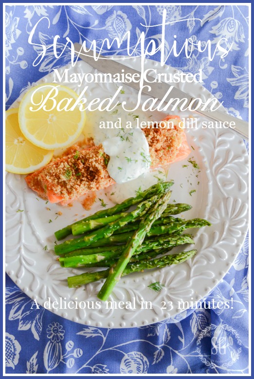http://www.epicurious.com/recipes/food/views/baked-mustard-crusted-salmon-with-asparagus-and-tarragon-56389444