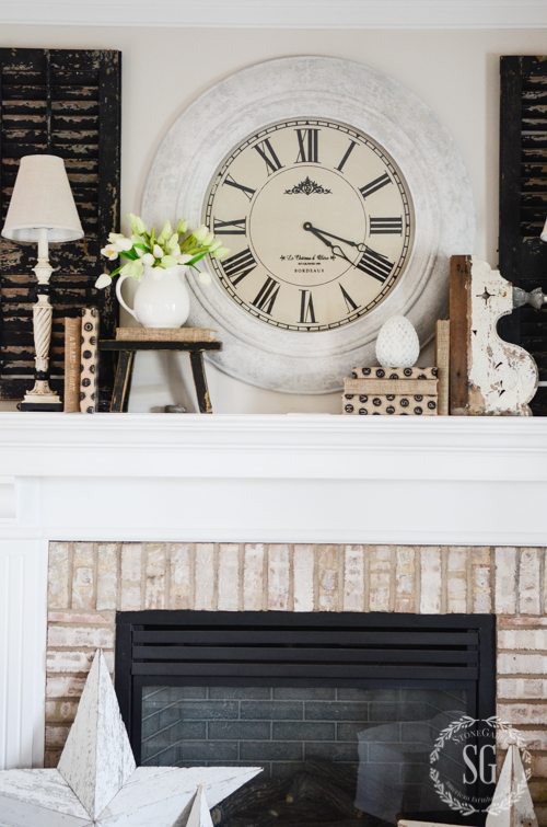 DIY SPRING MANTEL-A spring mantel styled with diy projects