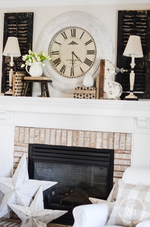 DIY SPRING MANTEL-A spring mantel styled with diy projects