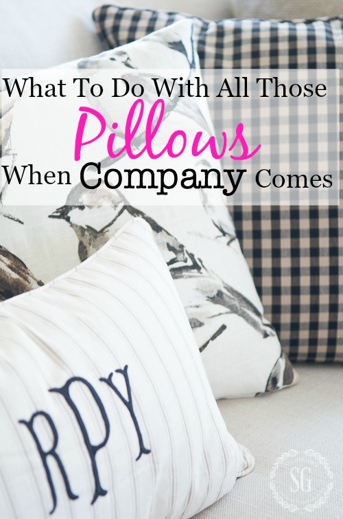 WHAT TO DO WITH ALL THOSE PILLOWS WHEN COMPANY COMES-Here's the best way to get rid of all those pillows on sofas and chairs when company comes! You will want to read this!