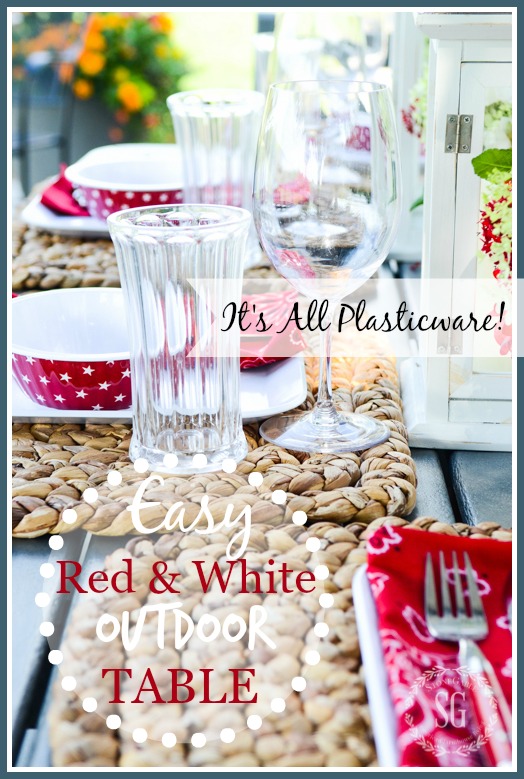 EASY RED AND WHITE OUTDOOR TABLE…FARMHOUSE STYLE!