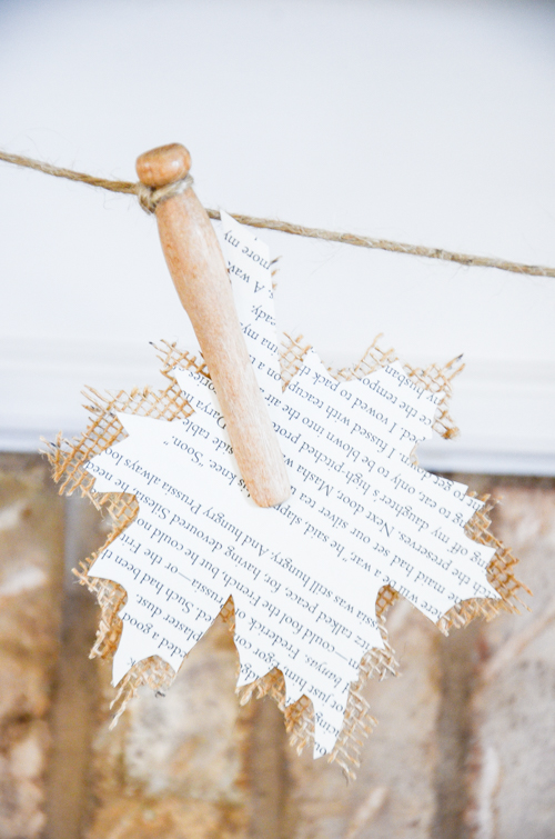 BURLAP AND BOOK-PAGE LEAF GARLAND-And easy to make garland!