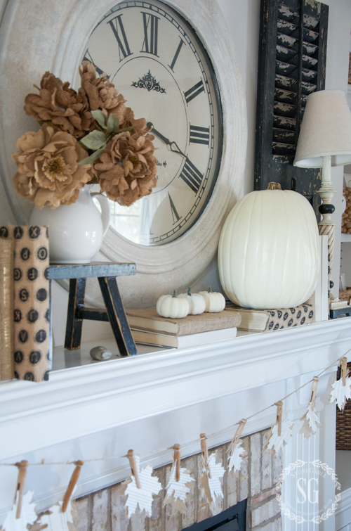 NEUTRAL FALL MANTEL-Creating a neutral and white fall mantel celebrating the softer side of Autumn!