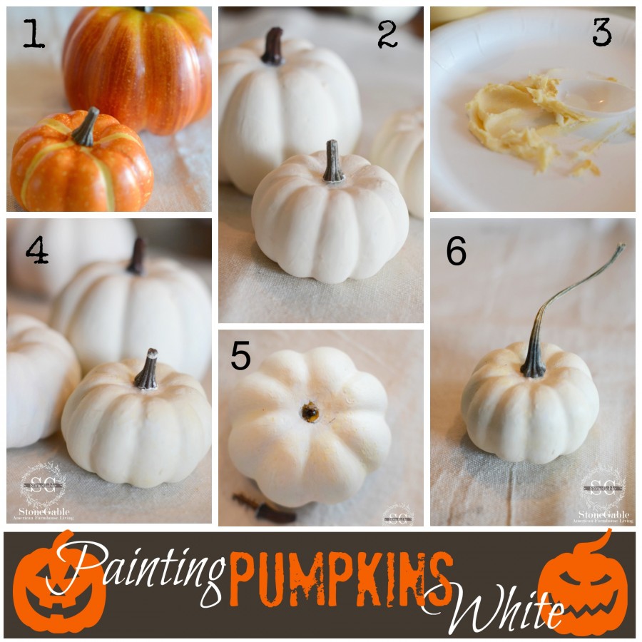 Step By Step Painting Mini Pumpkins White - stonegableblog