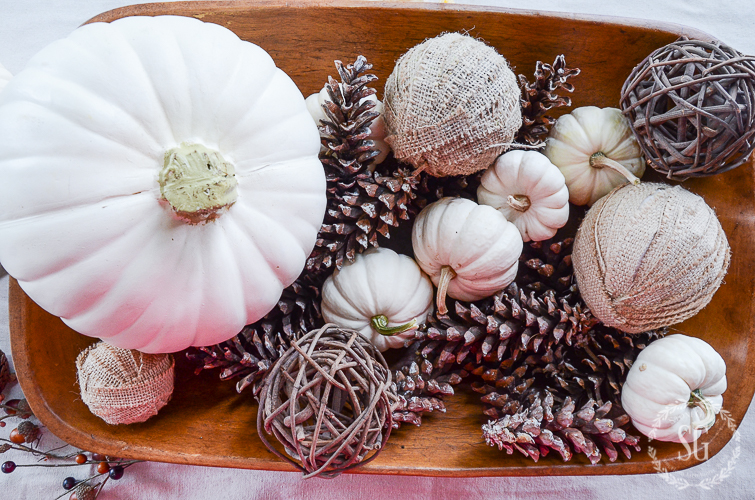FALL DOUGH BOWL STYLING- A step-by-step diy for styling a fall arrangement in a dough bowl.