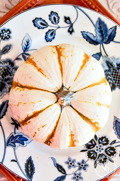 blue-and-white-and-fall-tablescape-pumpkin-top-view-stonegablelbog-3