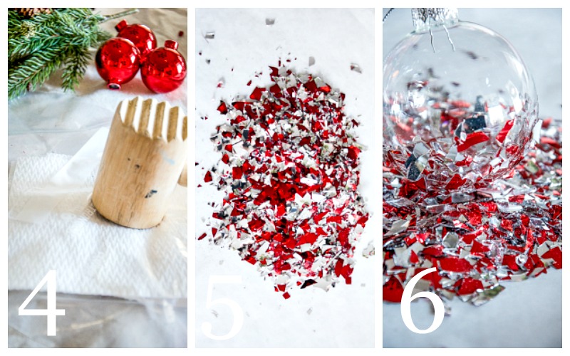 BROKEN GLASS ORNAMENTS- A creative way to use broken ornaments and create a new and beautiful ornament from the pieces.