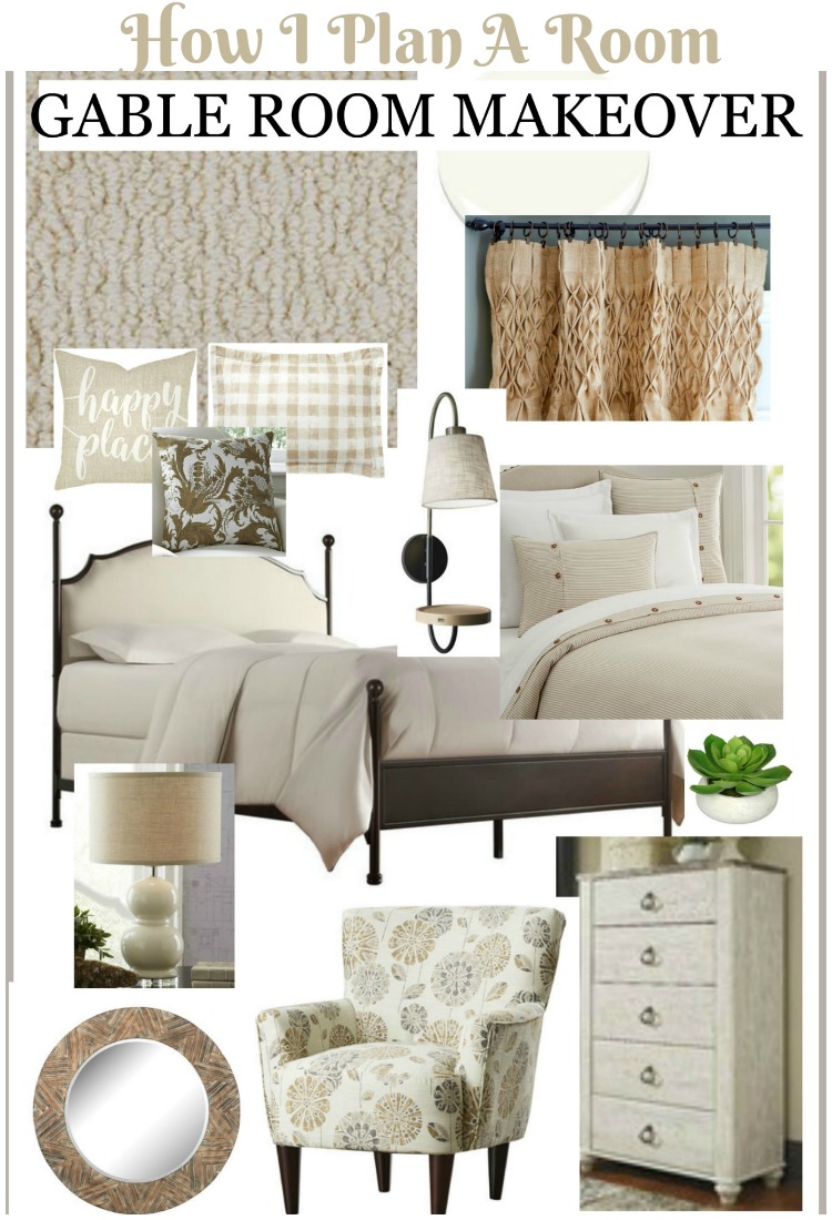 PLANS AND PROGRESS FOR GABLE ROOM MAKEOVER- I love planning a room. Here's how I do it!