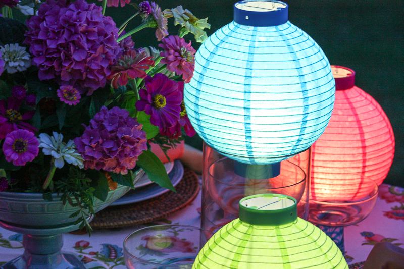 MIDSUMMER NIGHT'S TABLE- A RIOT OF SATURATED COLORS, GARDEN FLOWERS AND PAPER LANTERNS TO CELEBRATE MIDSUMMER'S BEST