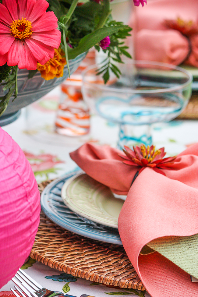 MIDSUMMER NIGHT'S TABLE- A RIOT OF SATURATED COLORS, GARDEN FLOWERS AND PAPER LANTERNS TO CELEBRATE MIDSUMMER'S BEST