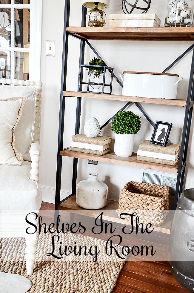 Shelves In The Living Room Stonegable, How Do You Decorate Open Shelves In A Living Room