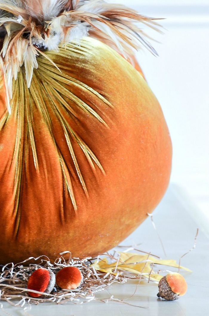 velvet pumpkins and fall velvet acorns