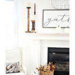 WHITE FALL MANTEL WITH ORANGE ACCENTS