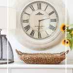 LARGE WHITE CLOCK AND BUFFET USED TO DECORATE