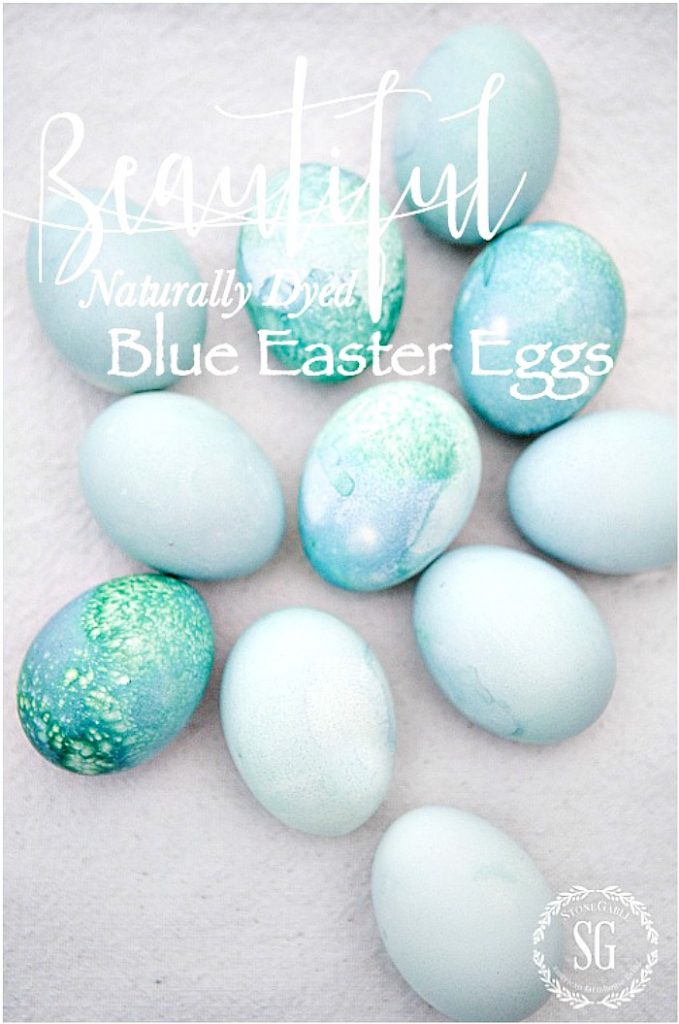 Beautiful soft blue and green naturally dyed easter eggs using red cabbage. Perfect for spring decor or Easter