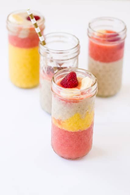 pink, yellow and white ice cream in mason jars summer dessert recipe