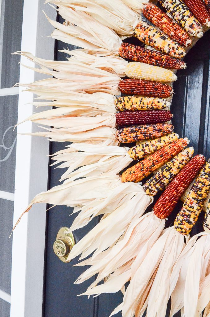 corn wreath on a front door