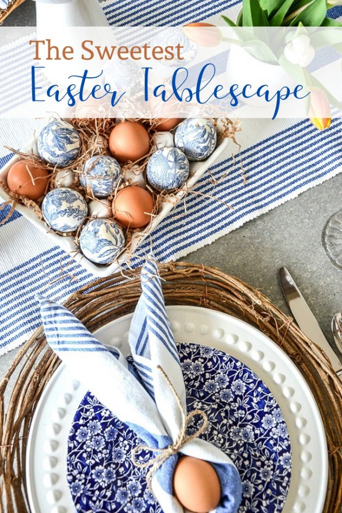 PRETTY BLUE AND WHITE EASTER TABLE FOR 4
