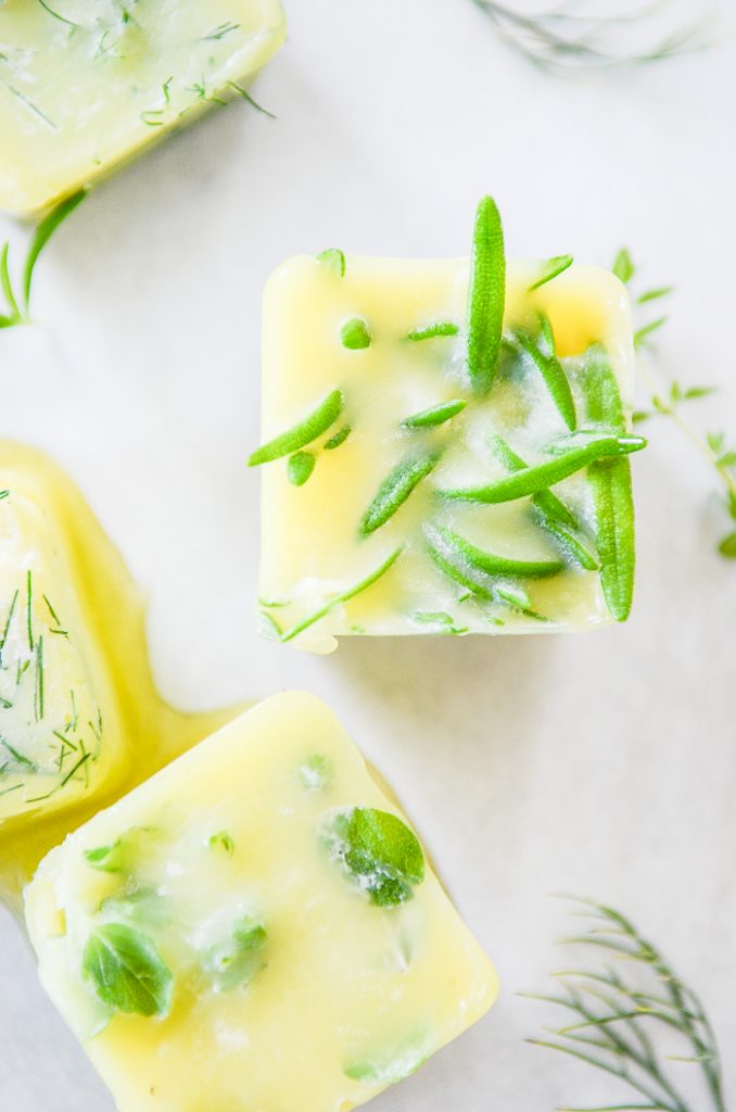 cubes of rosemary frozen in olive oil