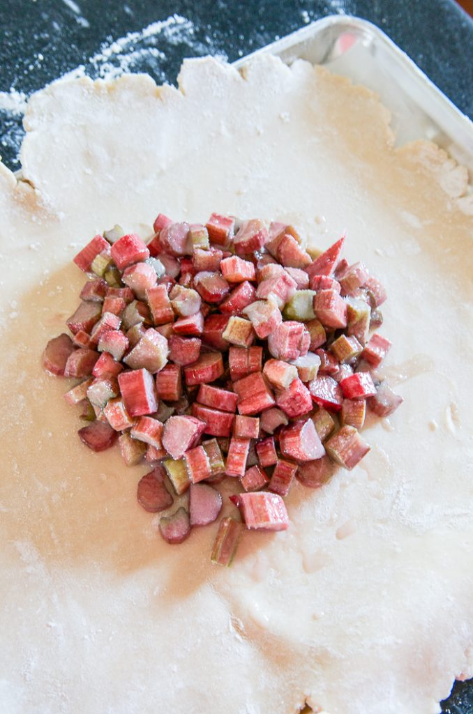 RHUBARB IN THE CENTER OF PIE DOUGH