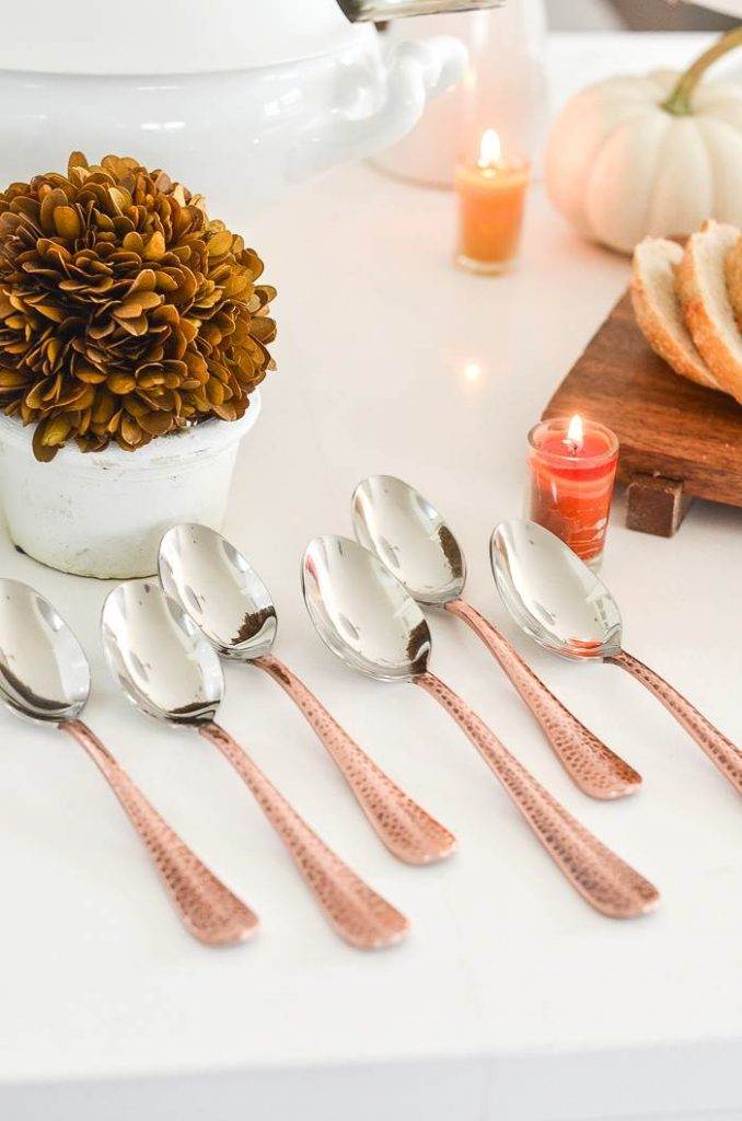 SET OUT SOUP SPOONS ON A FALL SOUP BAR