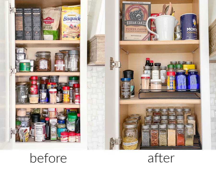 BEFORE AND AFTER SPICE CUPBOARD