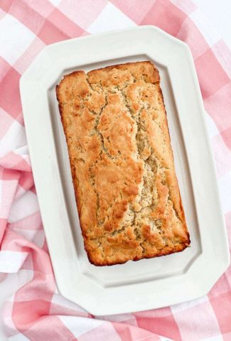 beer bread on a white platter