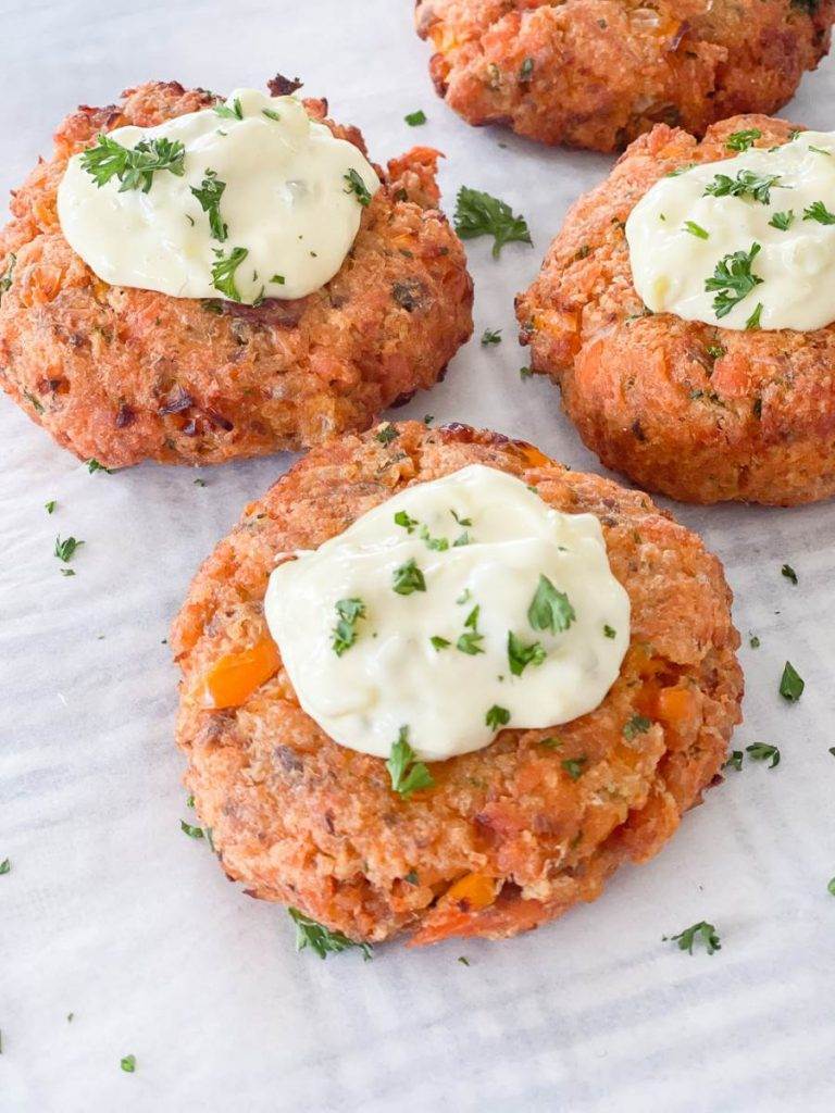 SALMON CAKES ON A PLATE