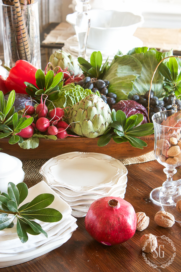 gorgeous dough bowl using fruits and vegetables and nuts