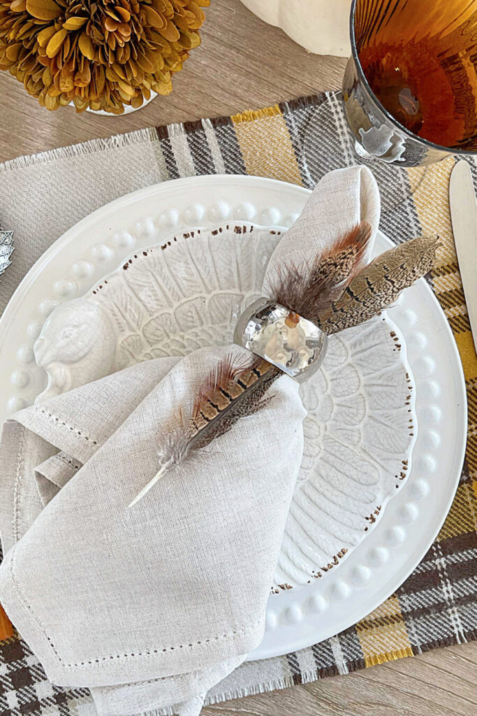 Thanksgiving place setting this with placemat made from a throw