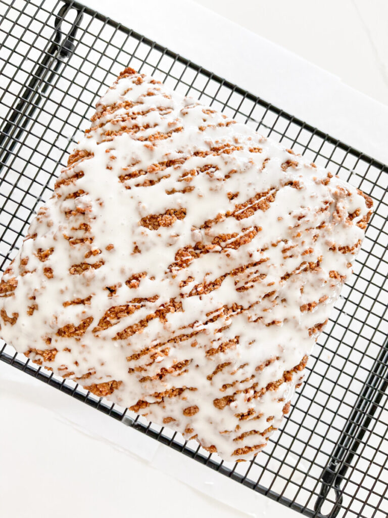 PUMPKIN SPICE COFFEE CAKE COOLING ON A WIRE RACK