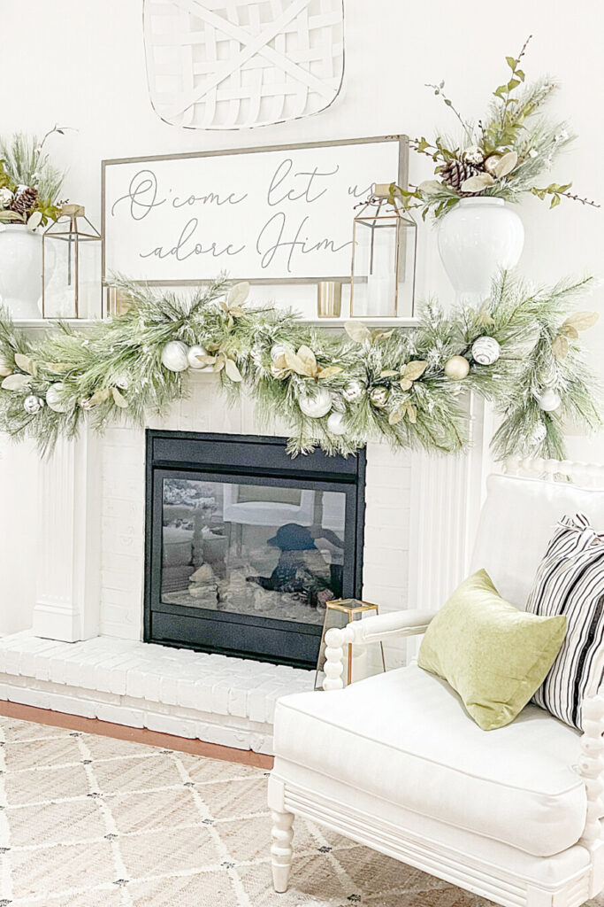 DECORATED GARLAND ON A MANTEL