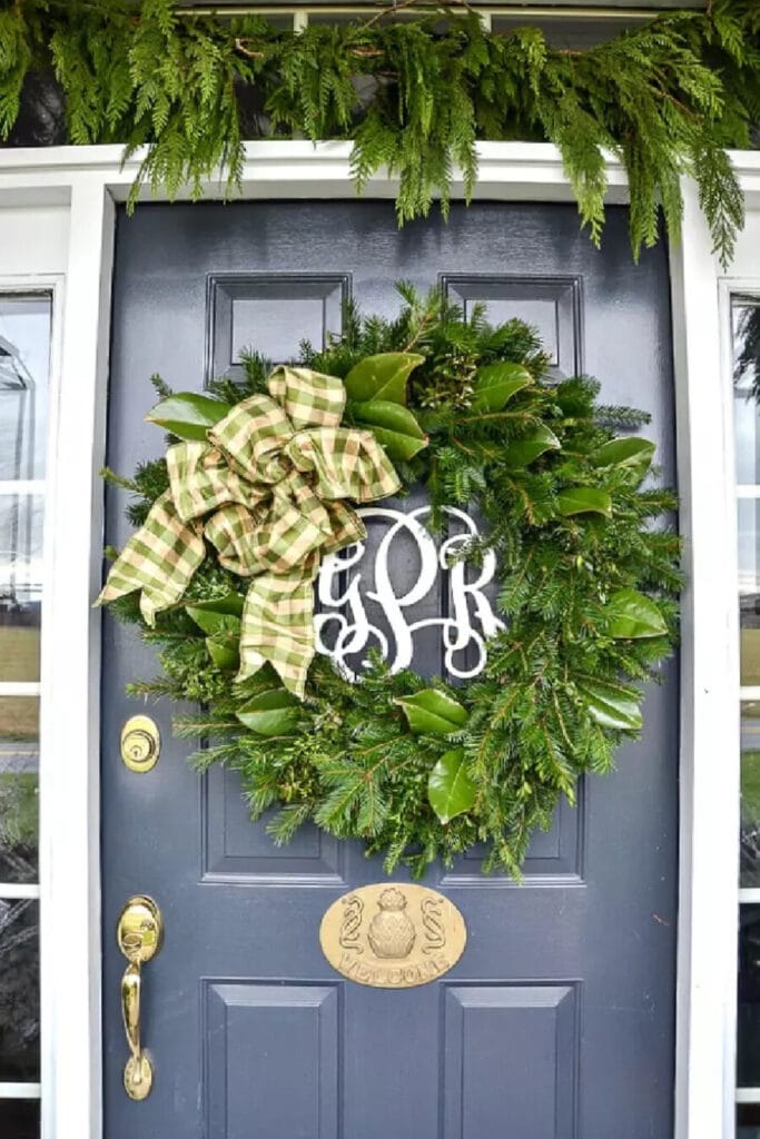 Best things to do in November- big Christmas wreath on a front door
