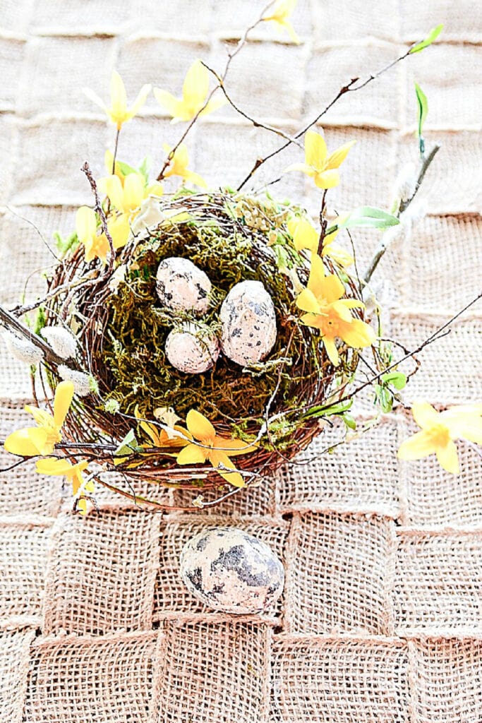 handmade nest with little eggs in it