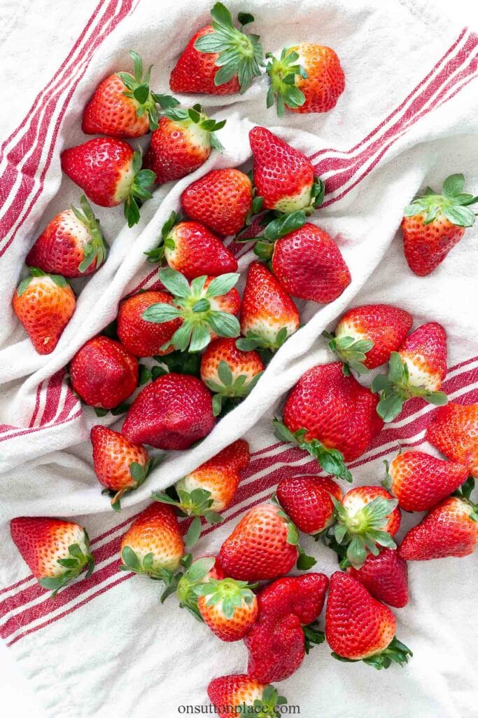 strawberries on a towel