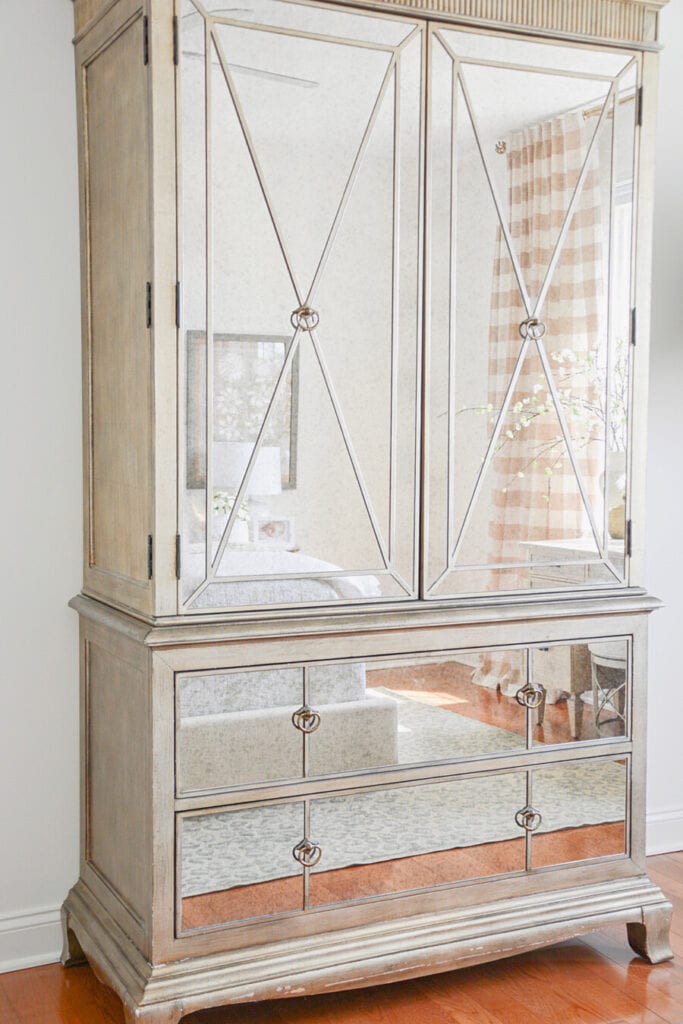 spring home tour- reflection in an armoire
