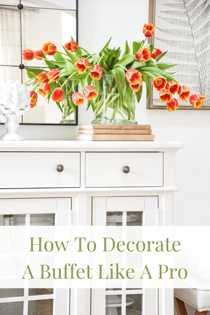 A step-by-step guide for decorating a buffet, sideboard or any flat surface like a pro. Learn how to transform this functional piece of furniture into a focal point for a room.