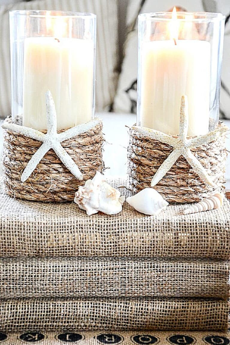 Summery Rope Wrapped Candle Holders