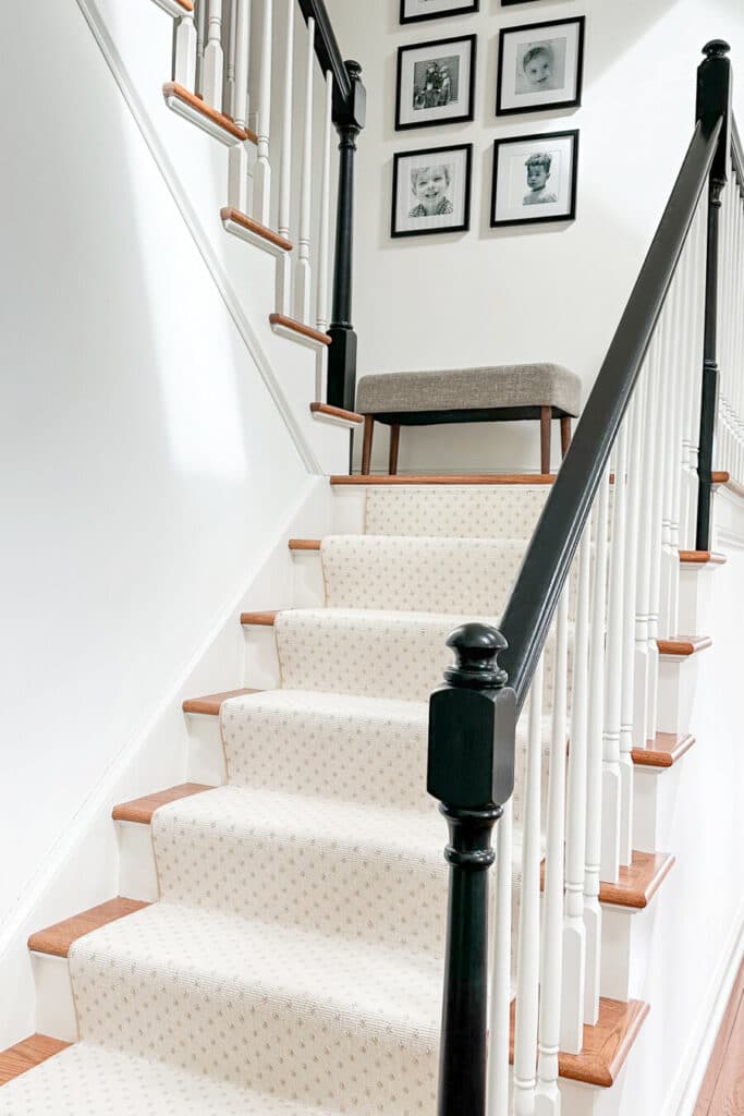 STAIR MAKEOVER- BLACK AND WHITE PAINTED STAIRCASE